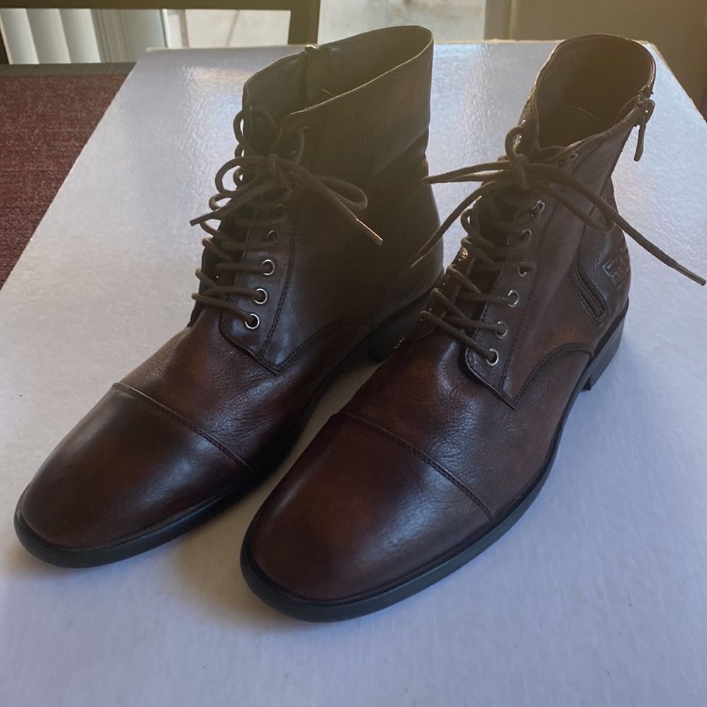 PathFinder Men’s Brown Lace Up/ Zippered Leather Boots Size 43